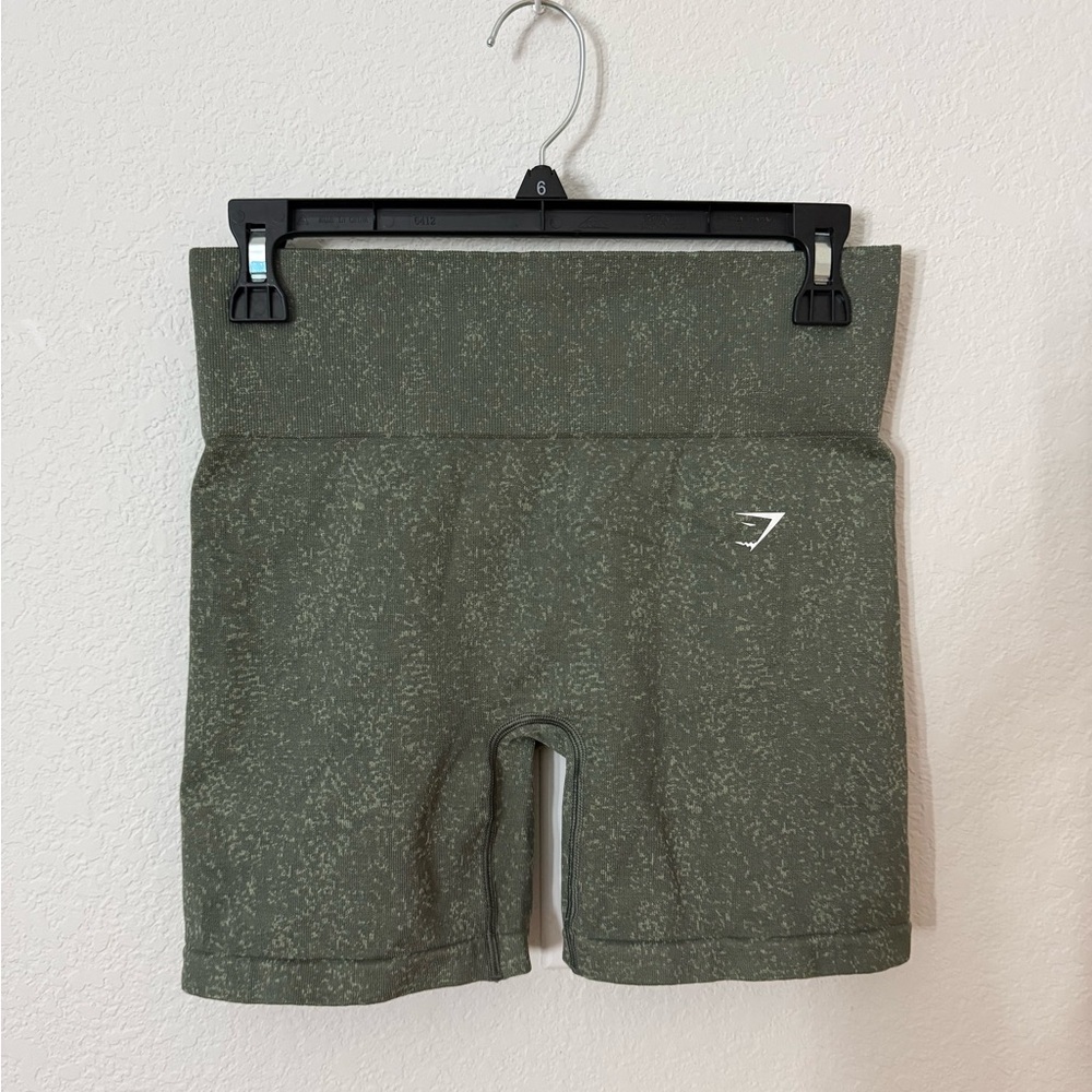 Gymshark Seamless Shorts Olive Green Marl High Waisted Athletic